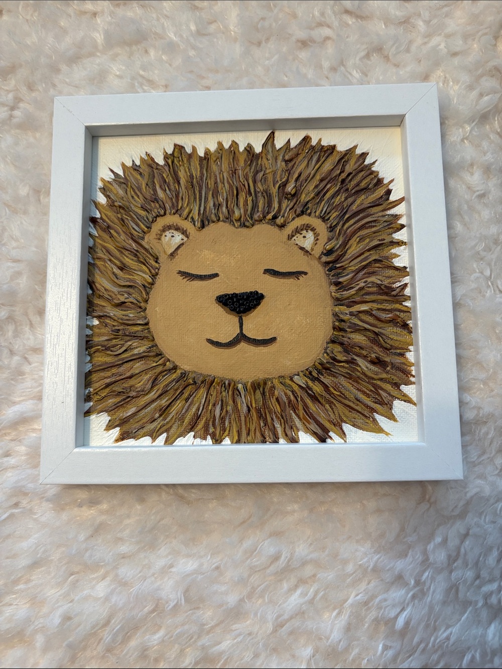 Hand Painted Lion Safari Nursery Framed Wall Art